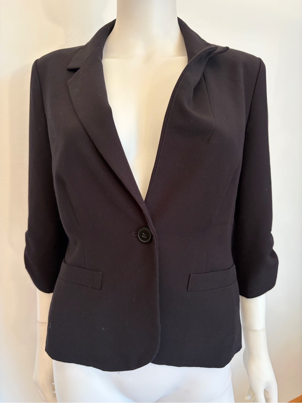 #841 Eliza J Black Single-Button Blazer. Partially Lined